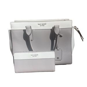 Kate Spade Purse + Matching Wallet: Grey and White